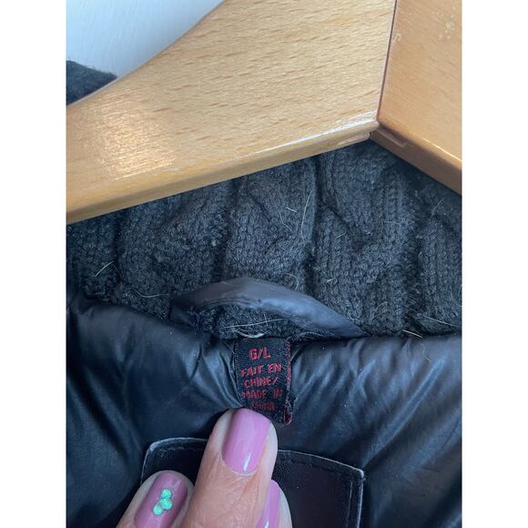 Rudsak Atelier Noir Caroline down puffer coat black hood zipper pockets logo L - Picture 9 of 14